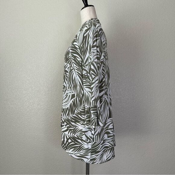 Chico’s Leaf Print Open Front Cardigan, Sz Large - Picture 6 of 14